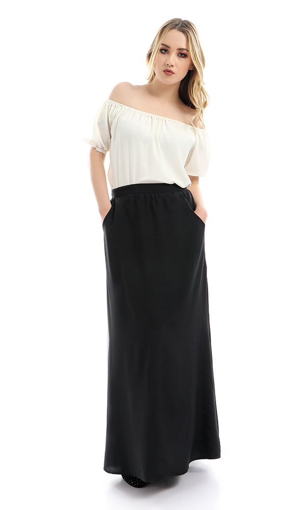 47449 Unique Zipped Cut Solid Classic Skirt