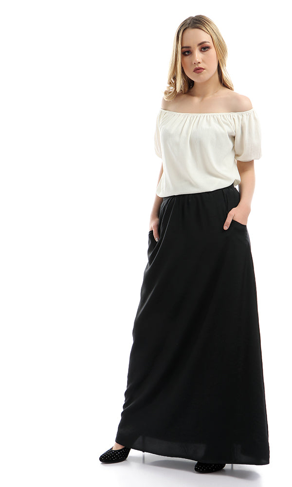 47449 Unique Zipped Cut Solid Classic Skirt