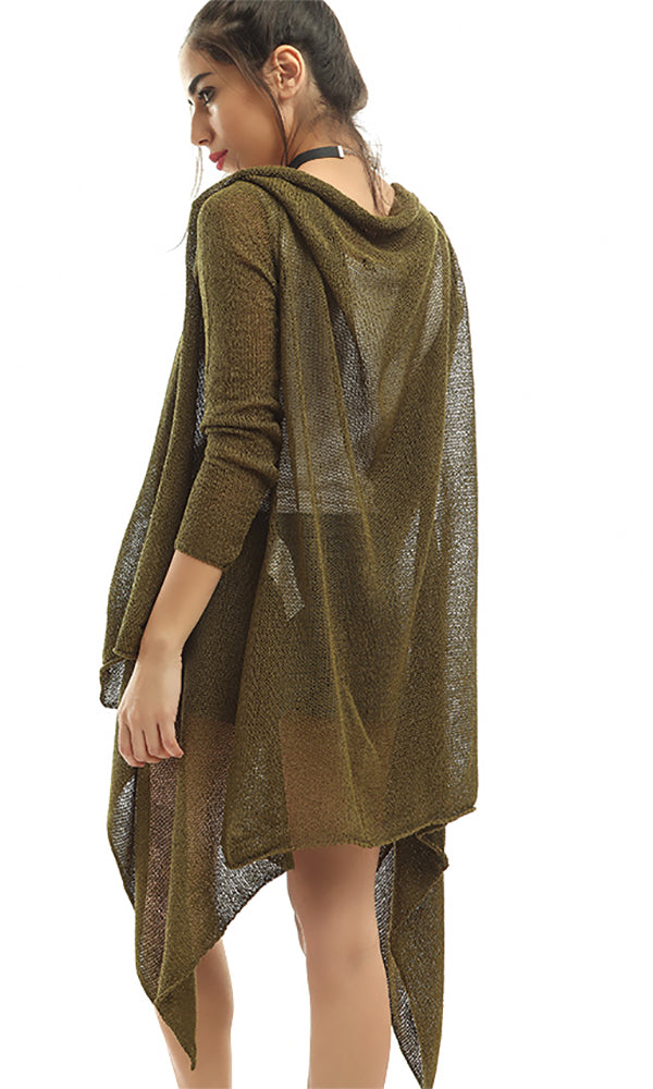 47466 Knitted Long Sleeved Cardigan - Olive
