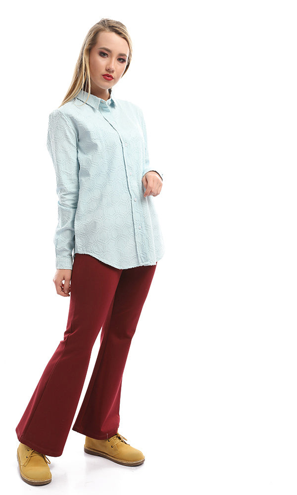 47685 Textured Turned Down Collar Light Blue Shirt