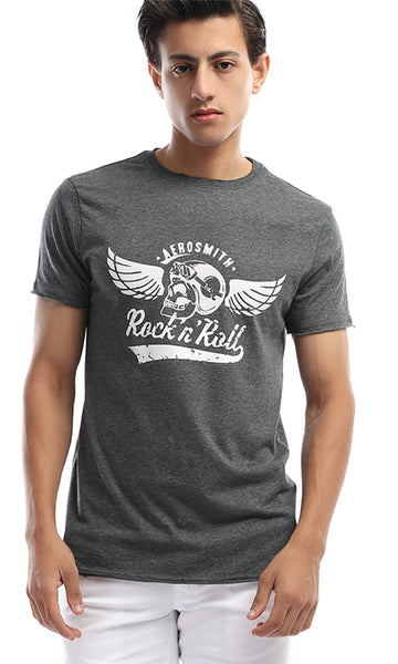 47853 Rock & Roll -Print Men's Dark Grey Tee