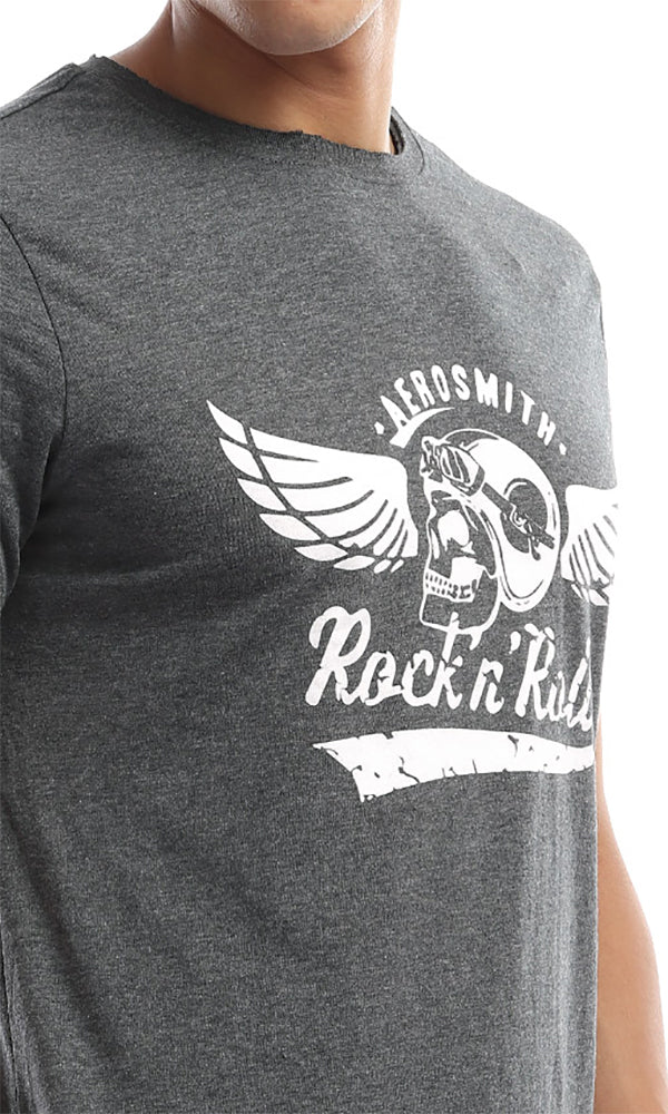 47853 Rock & Roll -Print Men's Dark Grey Tee