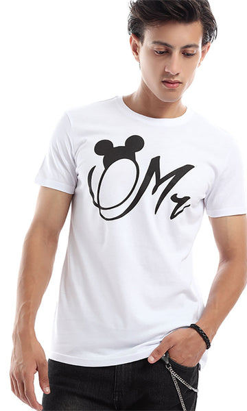 47856 MR Printed Casual White Tee