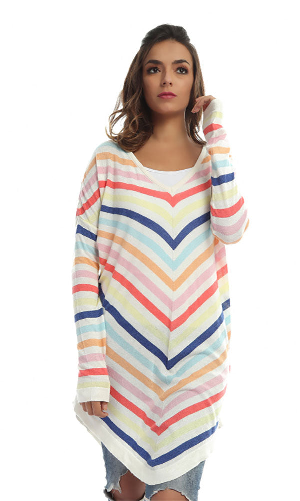 48074 Striped Women Casual Heavy Top - Multicolour