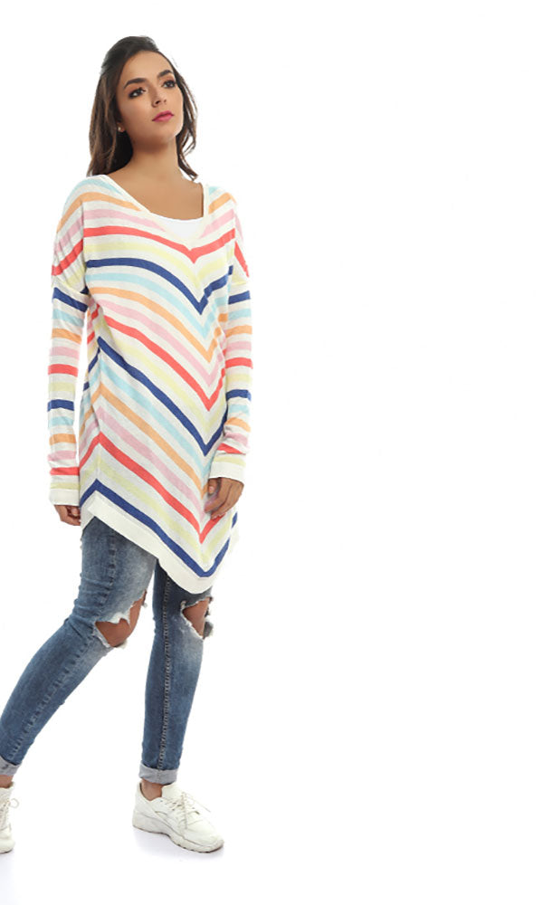 48074 Striped Women Casual Heavy Top - Multicolour