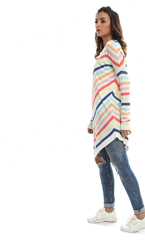 48074 Striped Women Casual Heavy Top - Multicolour