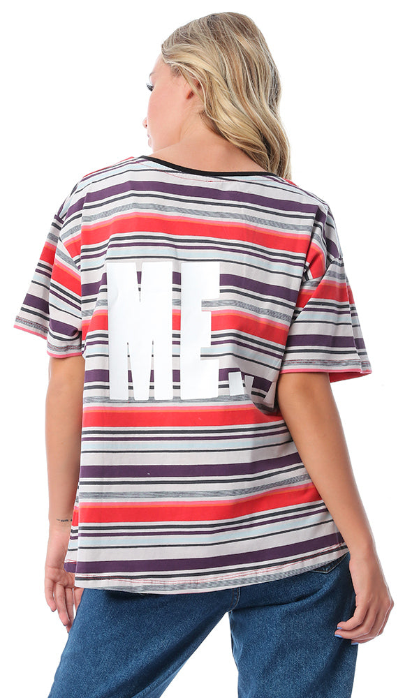 48112 "Follow" Striped Short Sleeves T-shirt - Multicolour