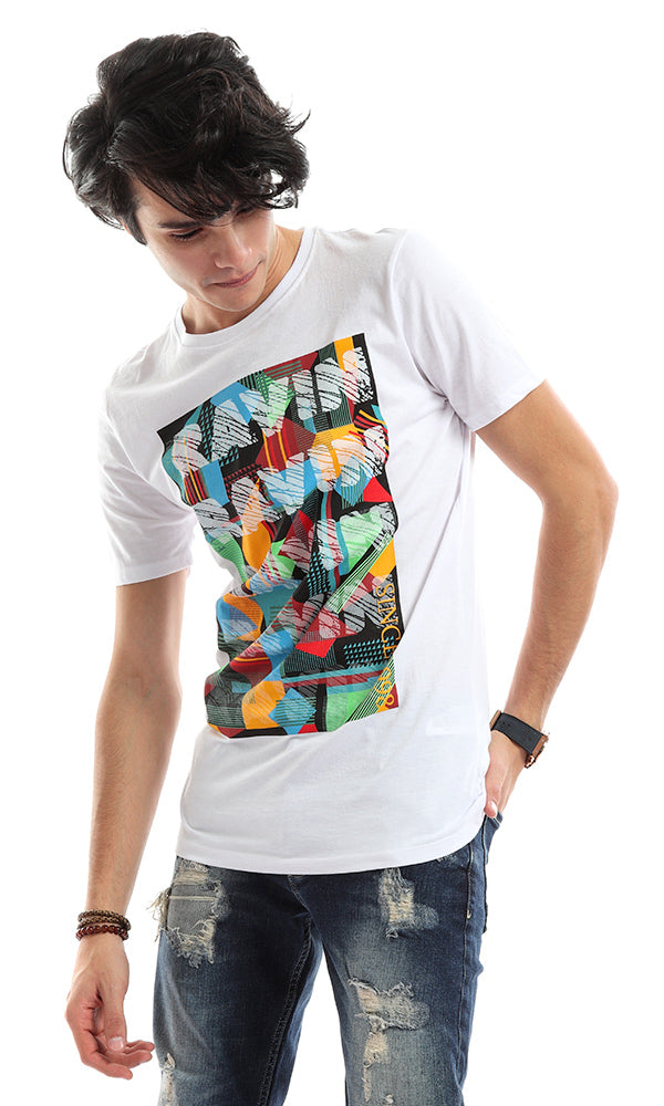 48314 Men White Printed T-Shirt