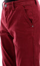 48371 Soft Solid Casual Front Pockets Wine Red Pants