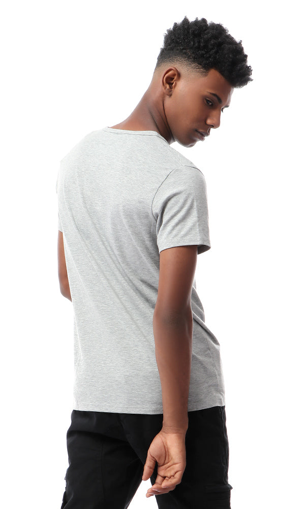 48843 Heather Grey V-Neck Slip On T-shirt