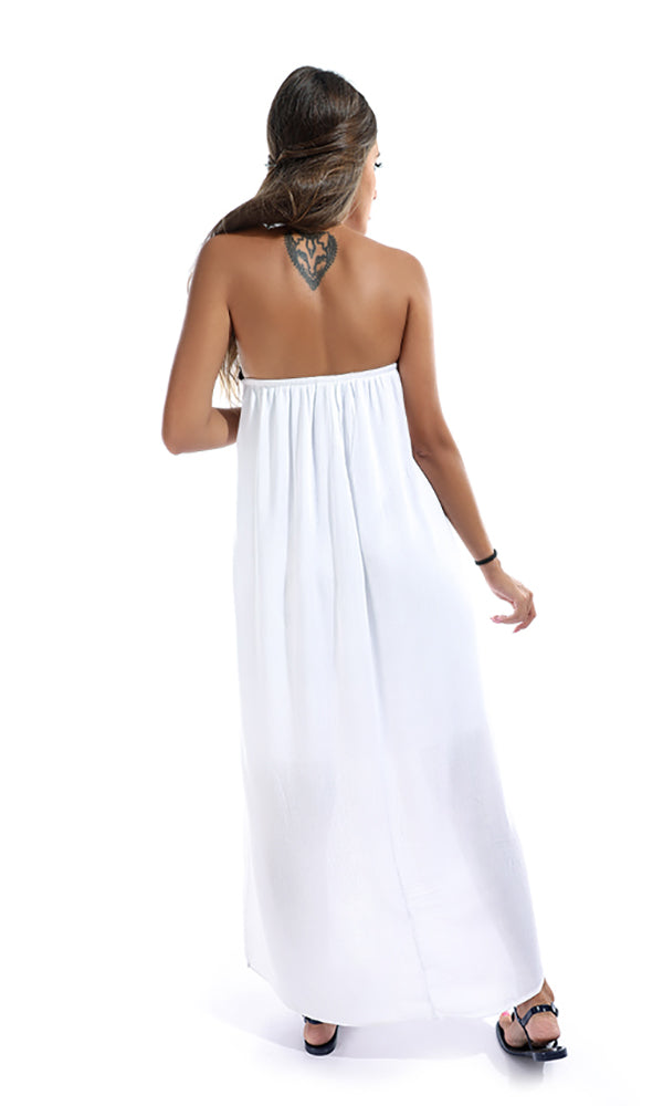 49044 Crochet Decorated Maxi Dress - White