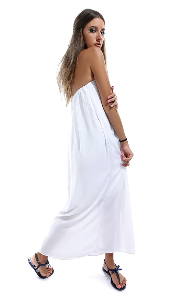 49044 Crochet Decorated Maxi Dress - White