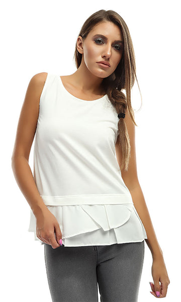 49066 Sleeveless Simple Top - Cream