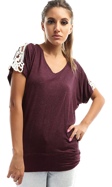 49182 Plain Elegant Top - Burgundy