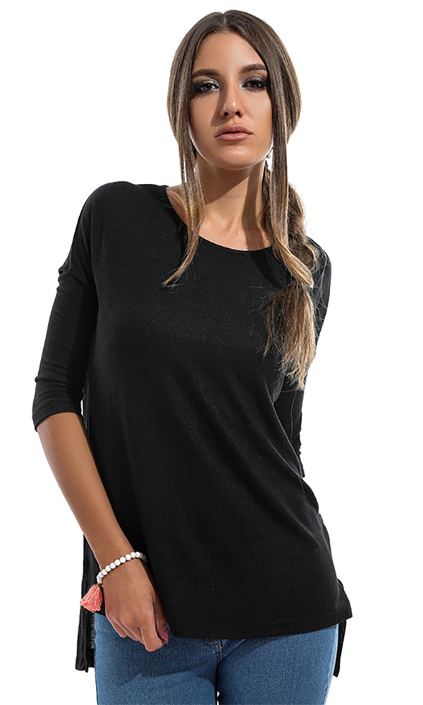 49240 A Very Basic Long Sleeves Top - Black