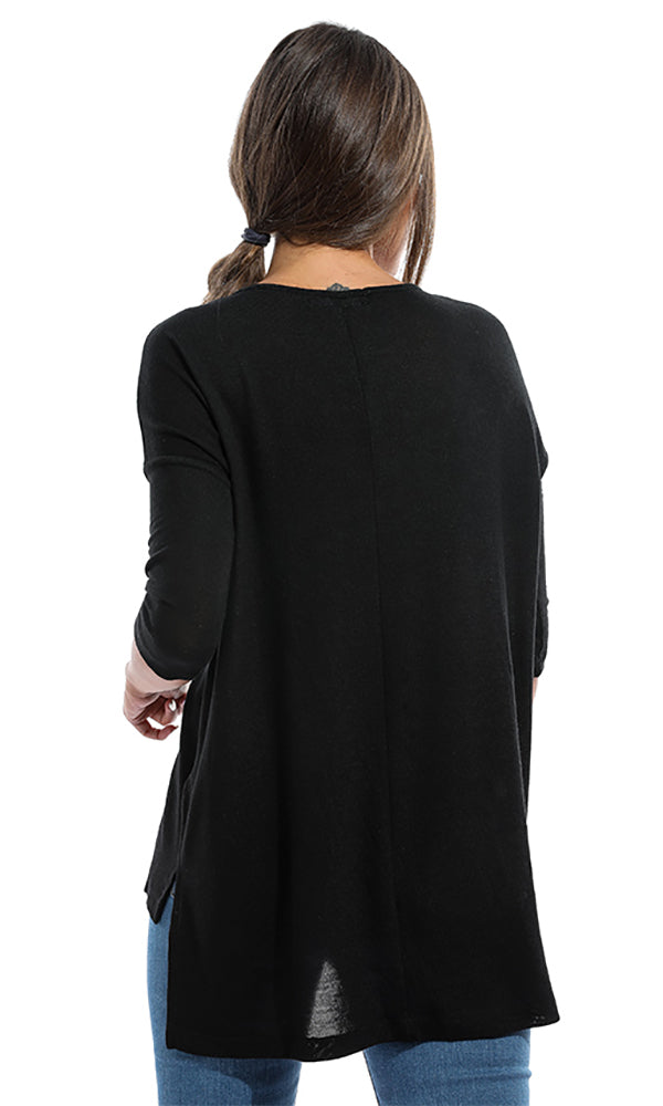 49240 A Very Basic Long Sleeves Top - Black