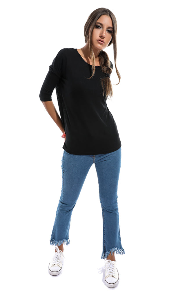 49240 A Very Basic Long Sleeves Top - Black