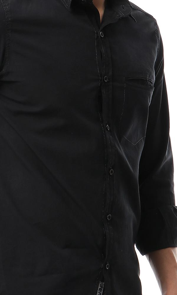 49354 Stylish Buttoned Casual Black Shirt - Ravin 