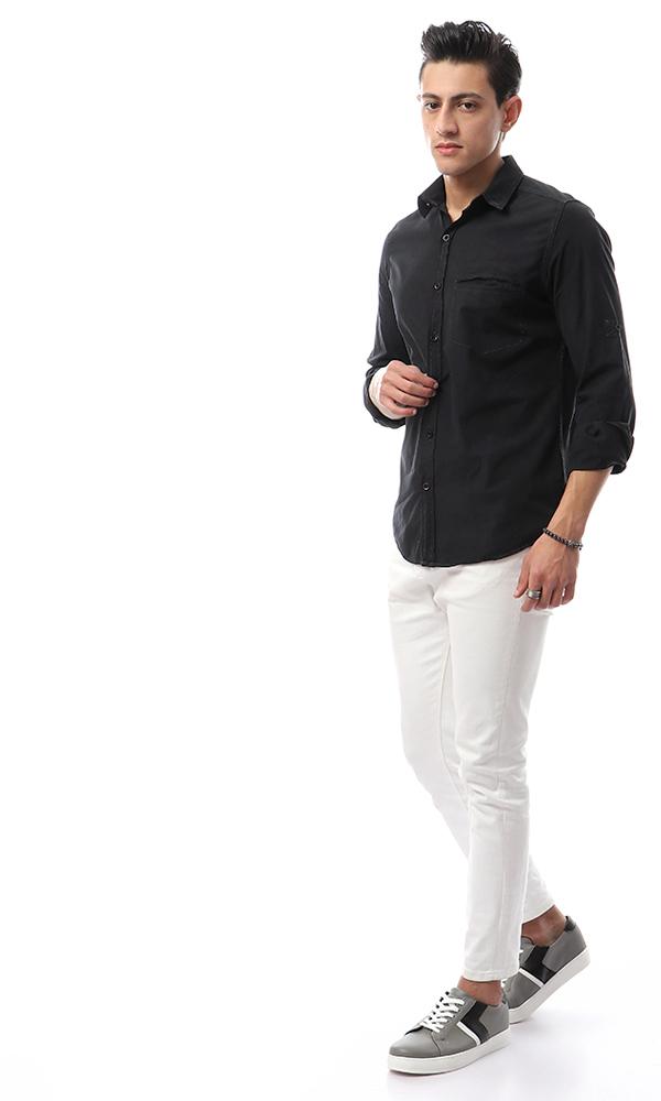 49354 Stylish Buttoned Casual Black Shirt - Ravin 