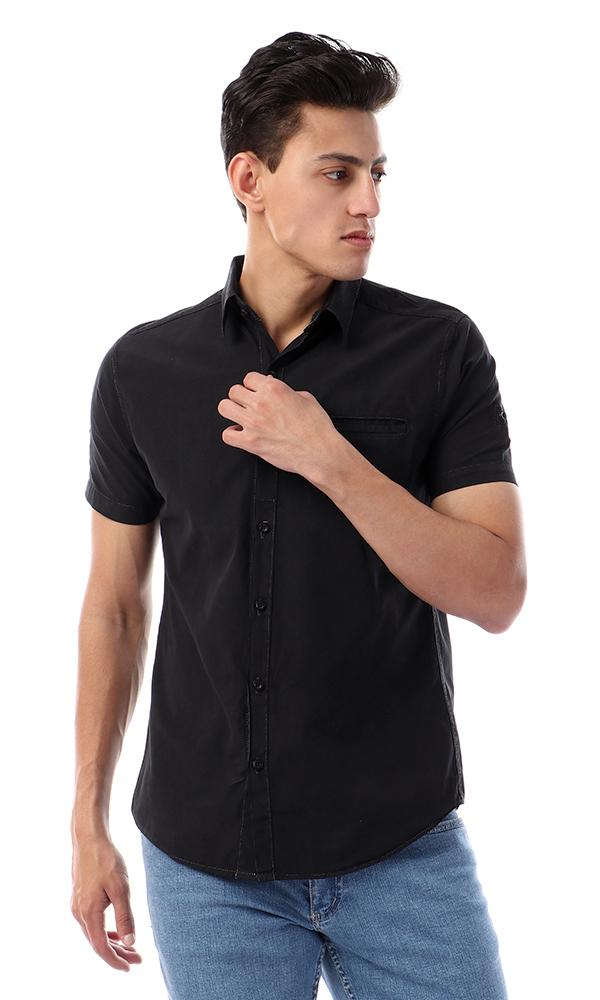 49362 Fashionable Buttoned Casual Black Shirt - Ravin 