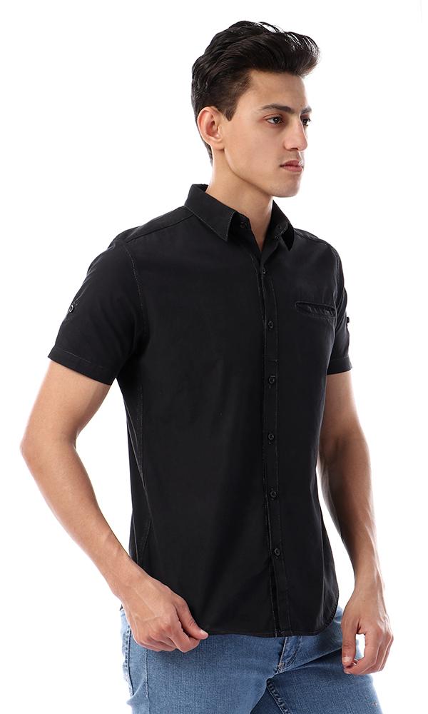 49362 Fashionable Buttoned Casual Black Shirt - Ravin 