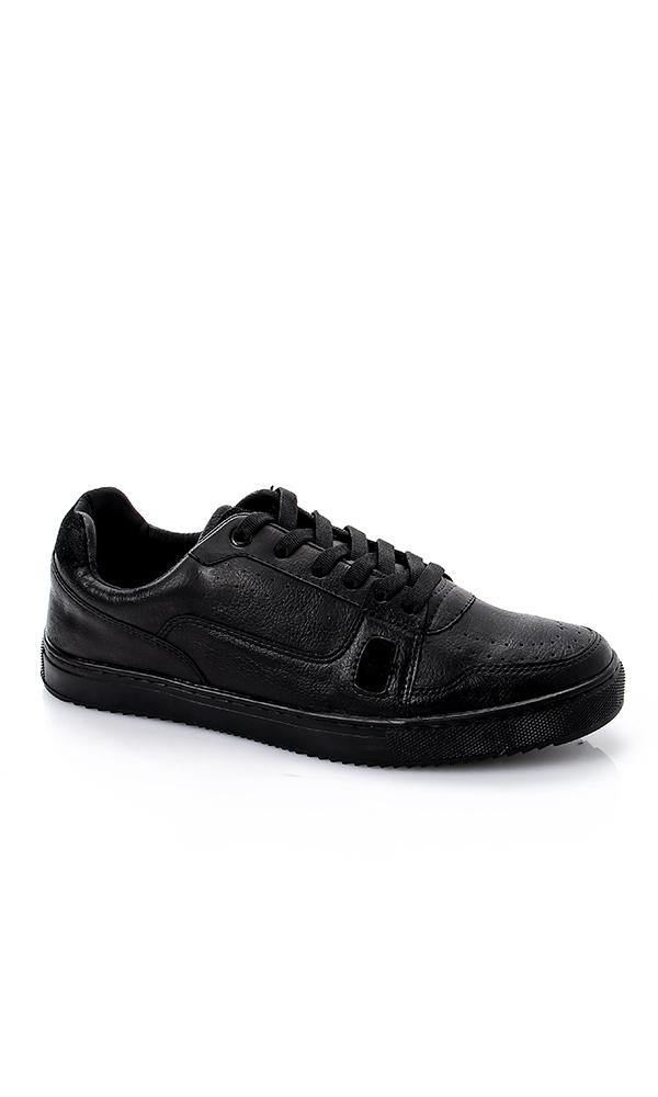 49534 Textured Black Lace Up Casual Shoes - Ravin 