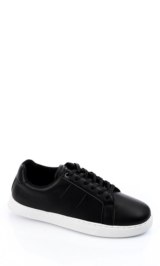 49912 Leather Comfy Lace Casual Shoes - Black