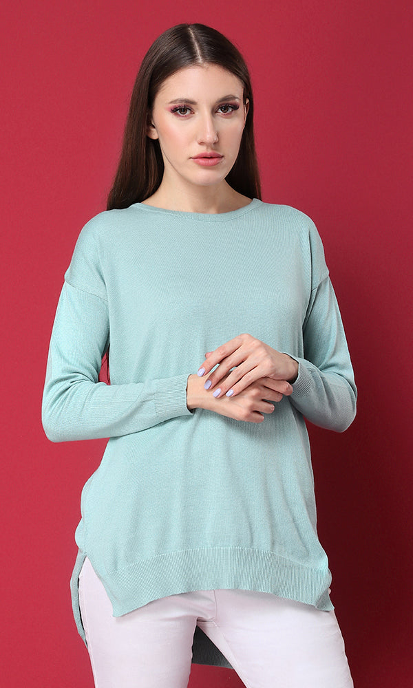 50472 Plain Knitted Basic Pullover - Pastel Green