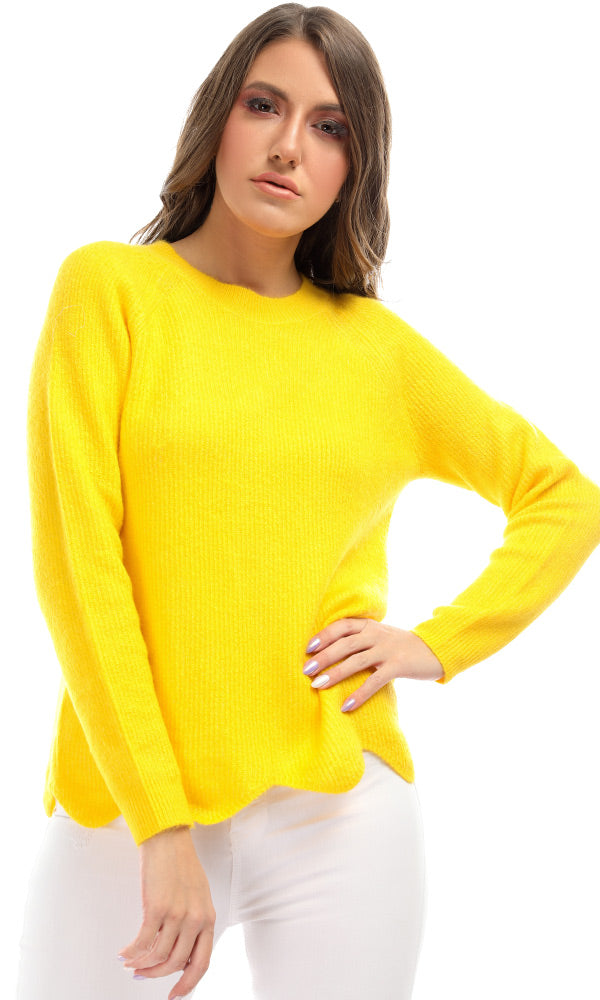 50988 Shinny Yellow Zigzag Ends Pullover