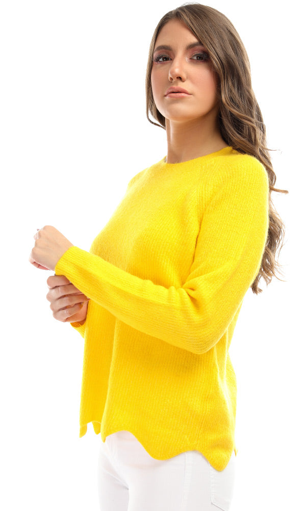 50988 Shinny Yellow Zigzag Ends Pullover