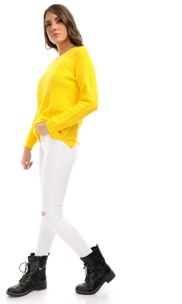 50988 Shinny Yellow Zigzag Ends Pullover