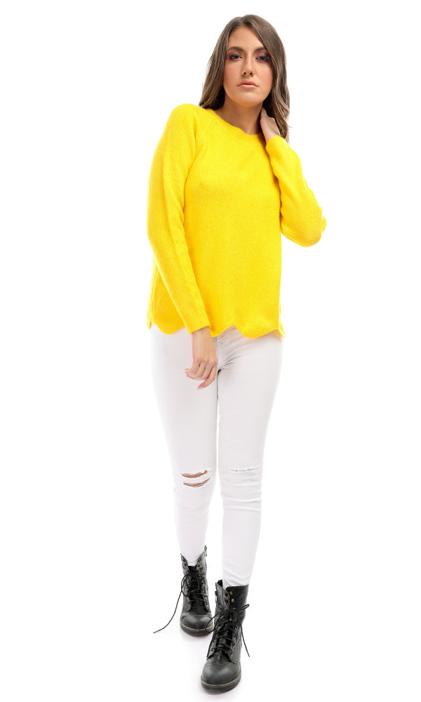 50988 Shinny Yellow Zigzag Ends Pullover