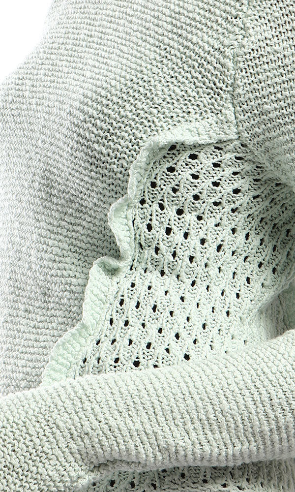 51417 كنزة مستديرة خضراء مثقبة أنيقة