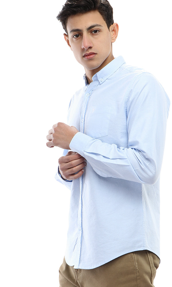 51607 Solid Button Closure Shirt - Light Blue