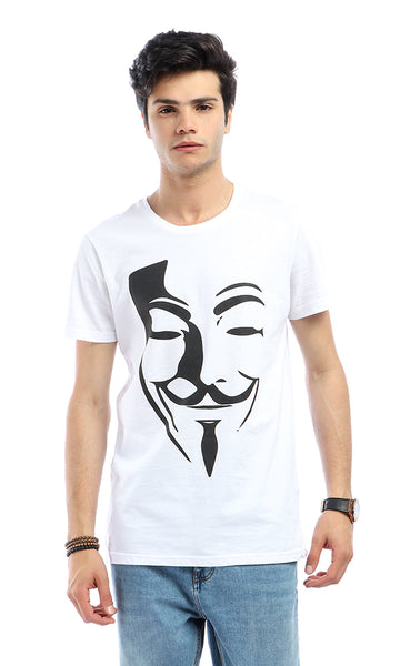 53017 Printed Vendetta Face Casual Short Sleeves T-shirt - White