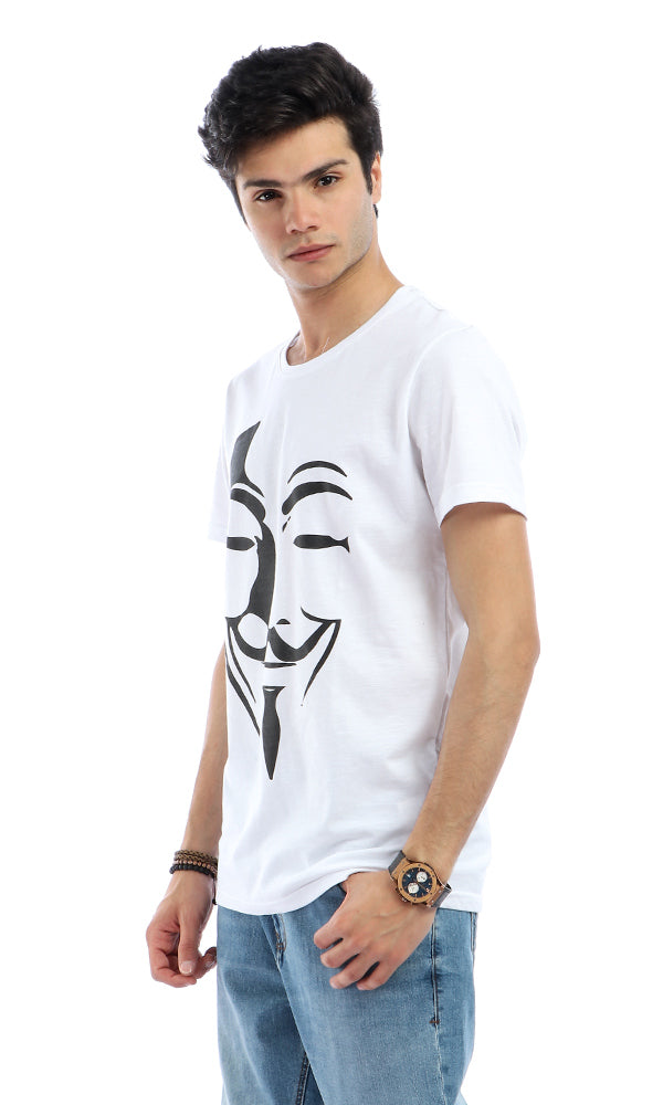 53017 Printed Vendetta Face Casual Short Sleeves T-shirt - White