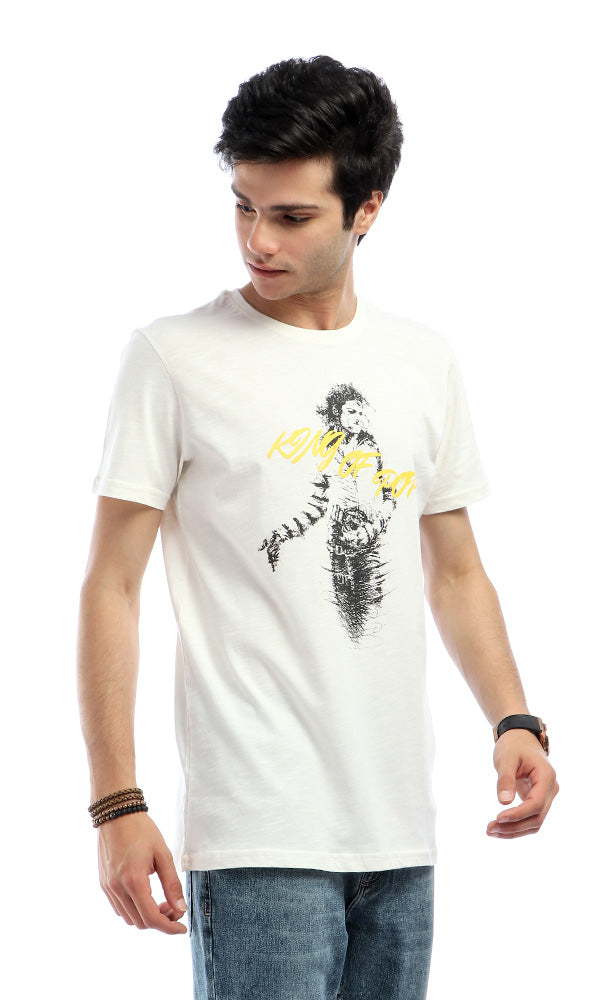 53051 Printed  King Of Pop  Fashionable Off-White T-shirt