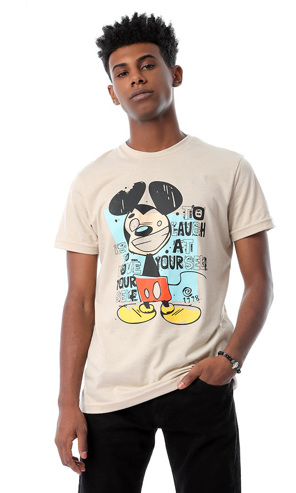 53077 "Mickey Mouse" Round Comfy T-shirt - Beige