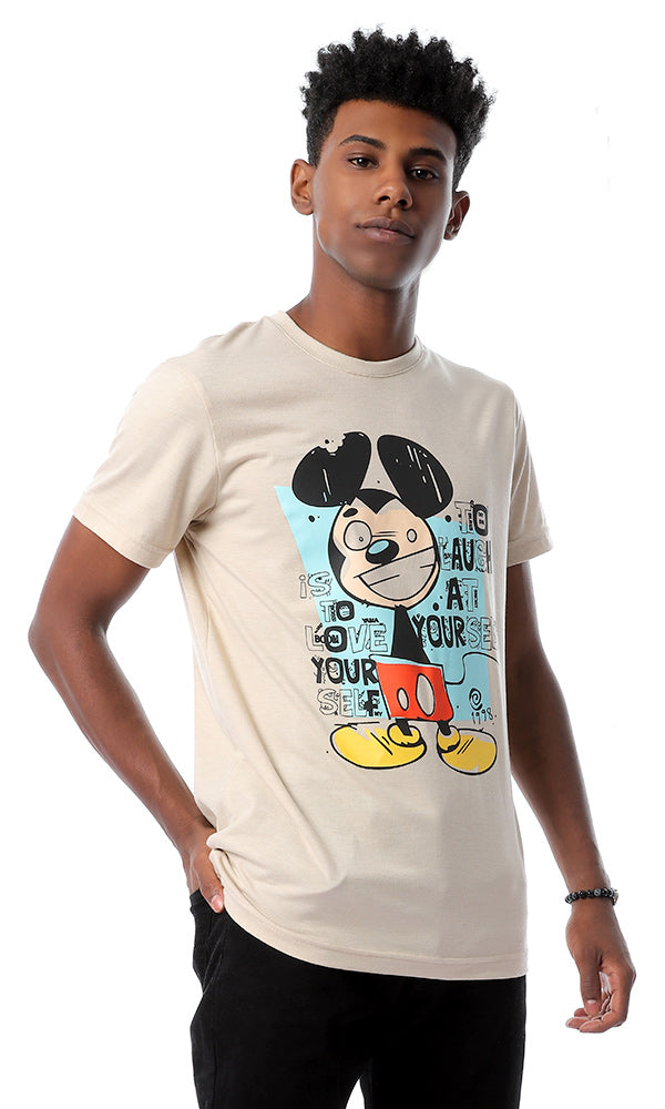 53077 "Mickey Mouse" Round Comfy T-shirt - Beige