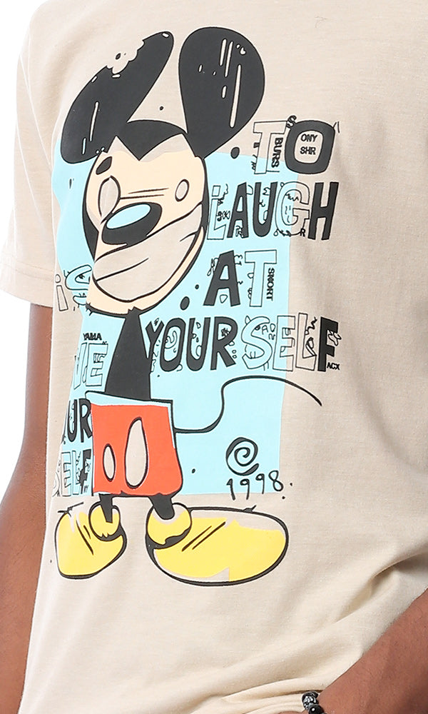 53077 "Mickey Mouse" Round Comfy T-shirt - Beige