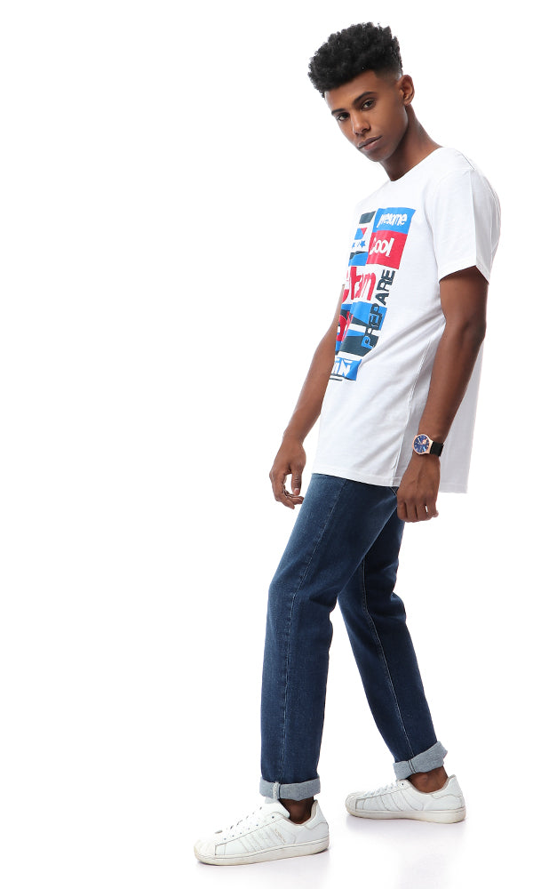 53093 White Printed Short Sleeves "Awesome" T-shirt