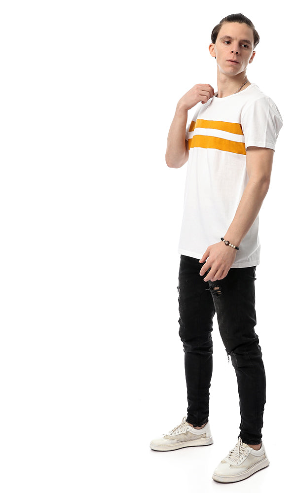 53178 Double Stripe Orange & White Tee