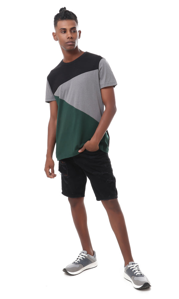 53206 Tri-Tone Short Sleeves Comfy Multicolour T-shirt