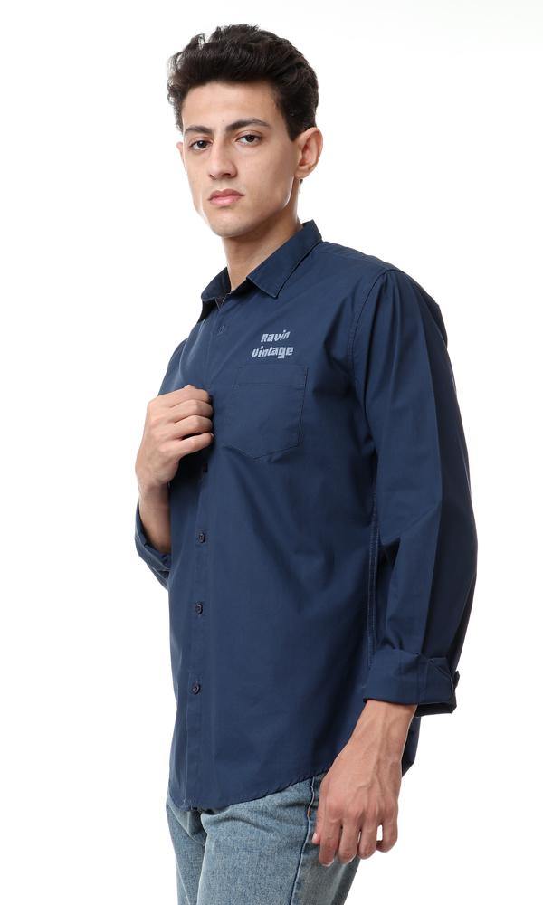 53223 Front Pocket Long Sleeves Navy Blue Shirt - Ravin 