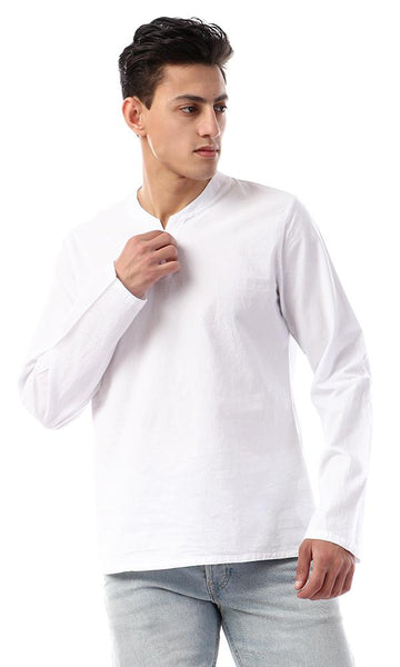 53236 Elegant Solid Long Sleeves Shirt - White - Ravin 