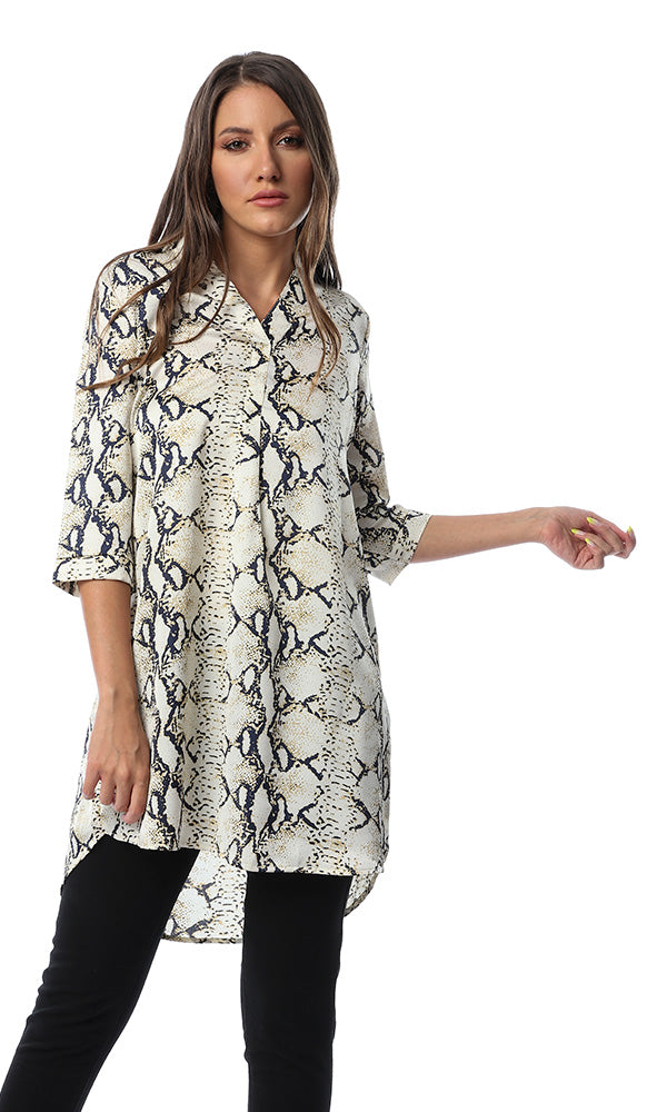 53331 Animal PLatterned Dress Beige Shirt