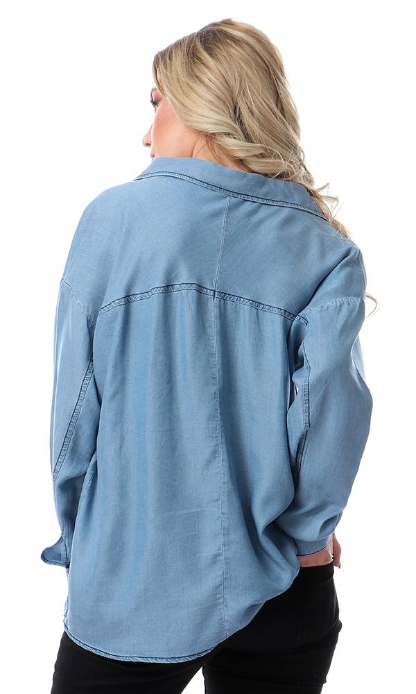 53343 Long Sleeves Denim Top - Light Blue - Ravin 