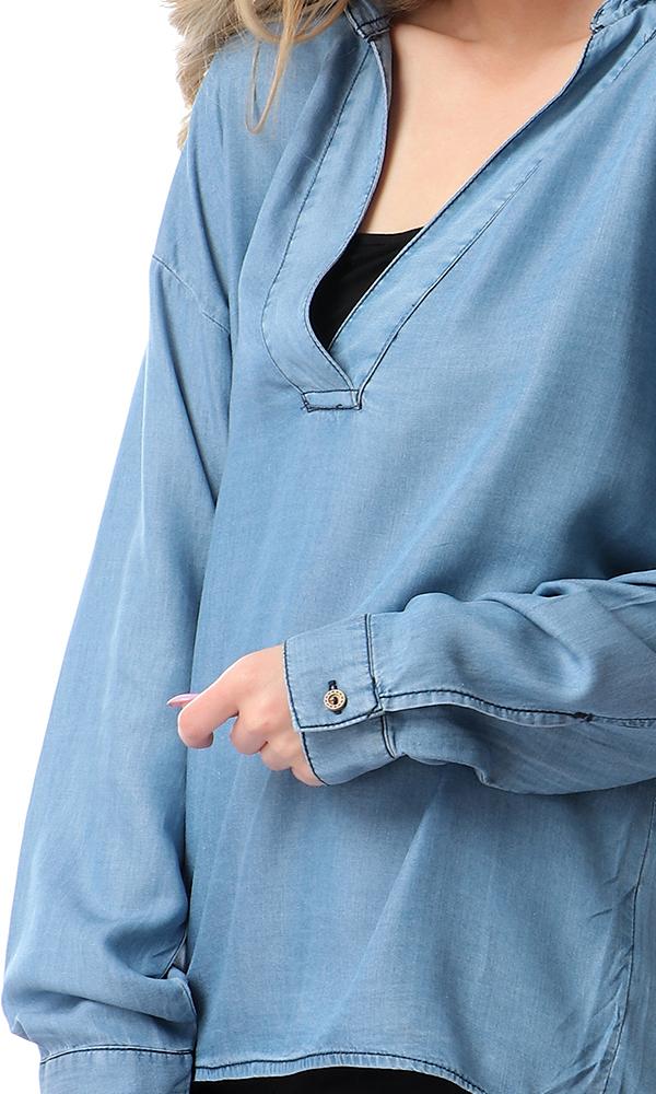 53343 Long Sleeves Denim Top - Light Blue - Ravin 