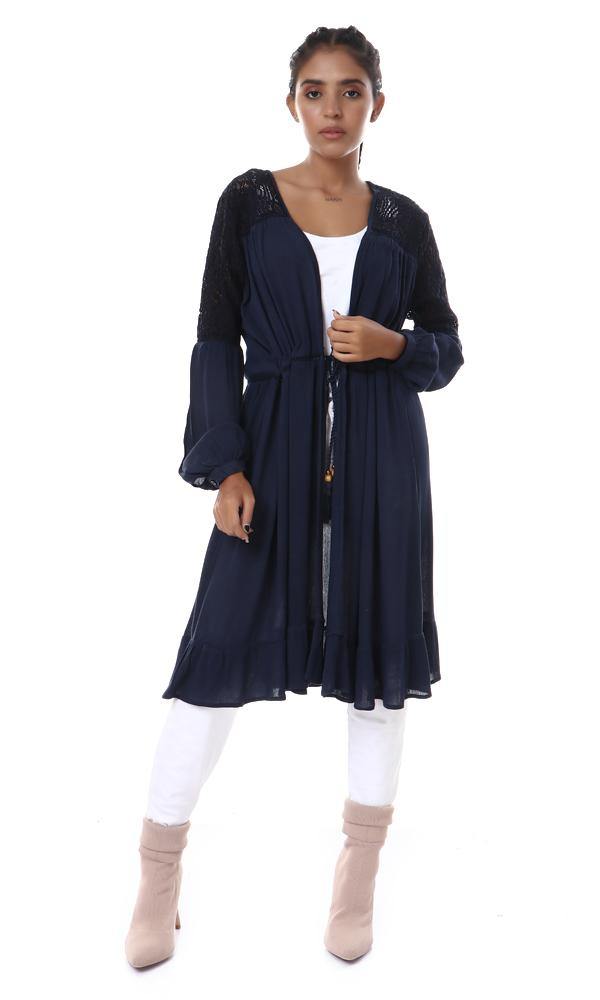 53416 Upper Lace Slip On Navy Blue Summer Cardigan - Ravin 