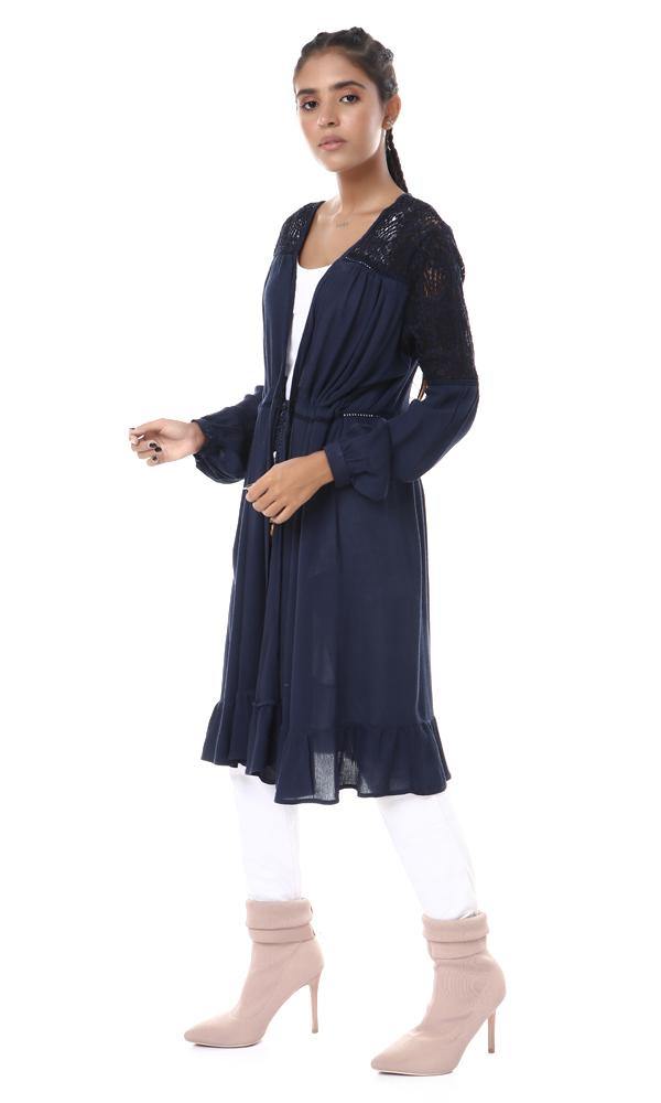 53416 Upper Lace Slip On Navy Blue Summer Cardigan - Ravin 